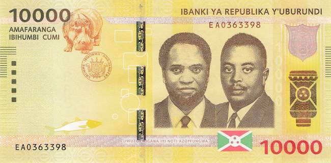 Burundi p54a 10000 Francs 2015